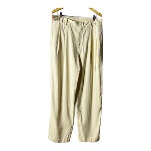 NWT Caribbean White Silk Pleated Front Relaxed‎ Fit Casual Dress Pants 36W 32L